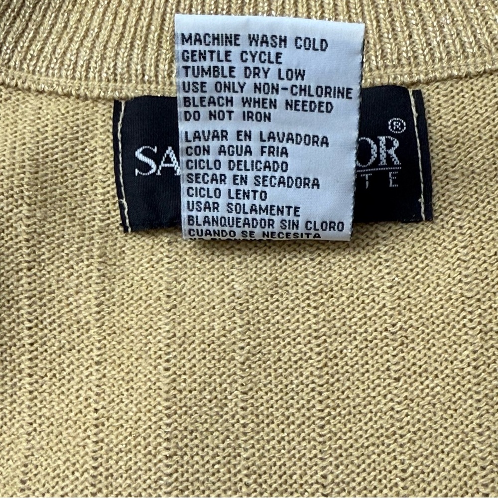 Sag Harbor Petite Womens Short Sleeve Pull-on Metallic Gold Ribbed Sweater, Sz S - Picture 4 of 5